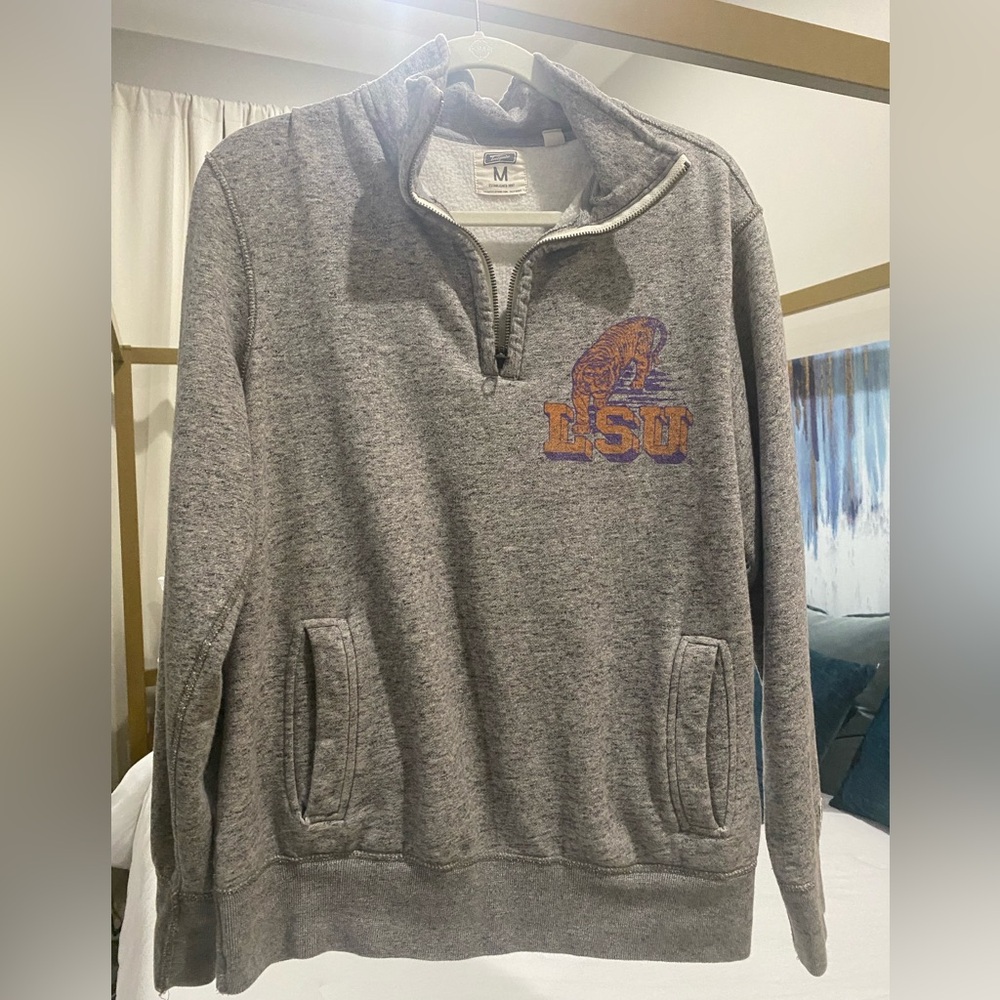 American Eagle Tailgate LSU Louisiana State tigers grey zip sweatshirt Medium